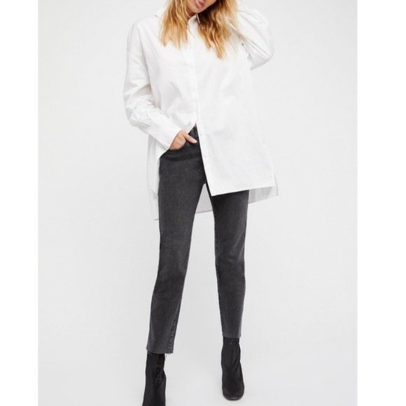 Free People Raw Hem Girlfriend Jeans 24 - Picture 2 of 8